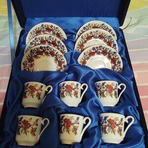 Kutahya Porselen handmade Turkey 2007 #108 coffee espresso cup boxed set of 6